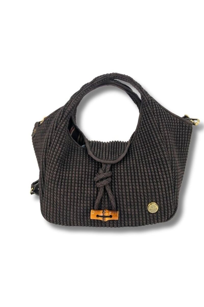 BOLSO DE MANO ENGOMADO COLOR MARRÓN 1